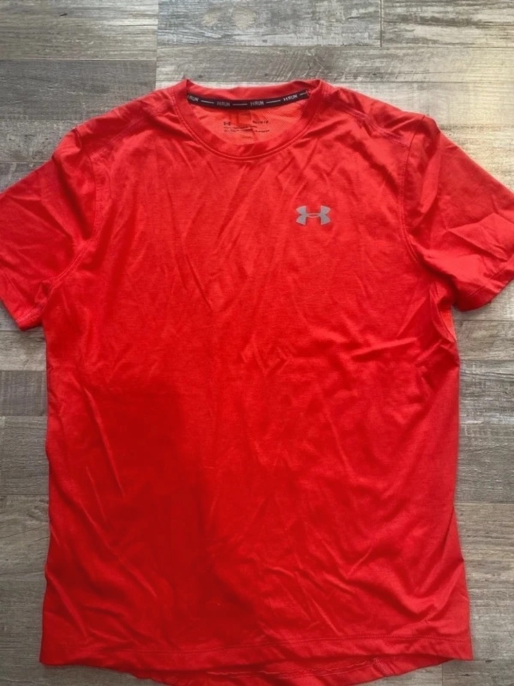 Under Armour Men’s Bright Red Performance Tee with Silver Logo